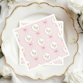 Gänseblütenrosa Bow Pastel Girl Geburtstag Serviette