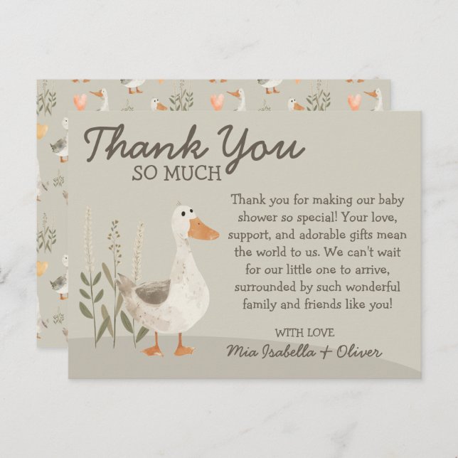 Gänsedusche Wasserfarbe Danke Karte (Vorne/Hinten)