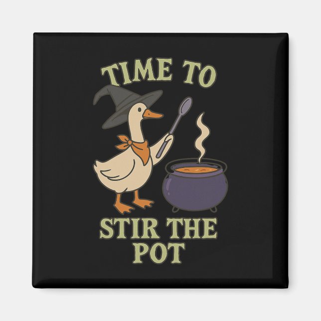 Gänsehaut Halloween Zeit zum Umrühren des Pot Caul Magnet (Vorne)