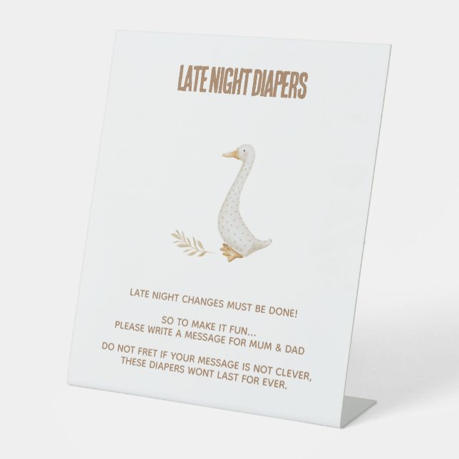 Gänsehinderdusche Spätnachts Änderungen Schild (Vorderseite)