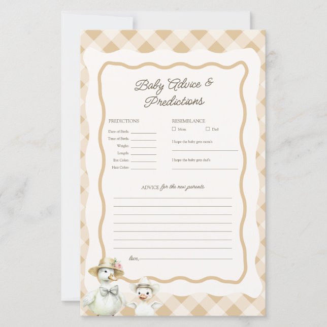 Gänsehindervoraussagen & Ratschläge Kinderduschens (Vorderseite)