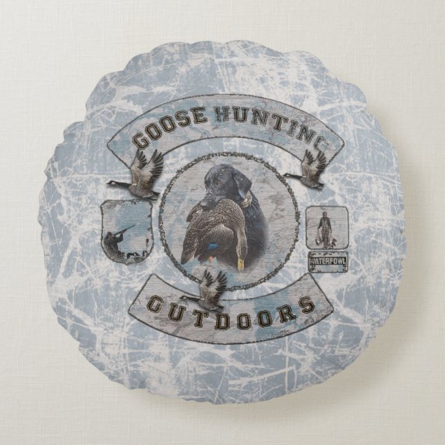 Gänsejagd Tasse Flask Square Aufkleber Thro Rundes Kissen (Vorderseite)