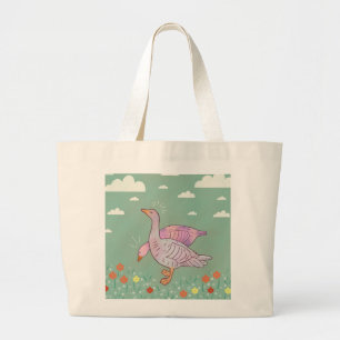Gänsemädchen Whimsical Folk Art Gänse-Duo Jumbo Stoffbeutel