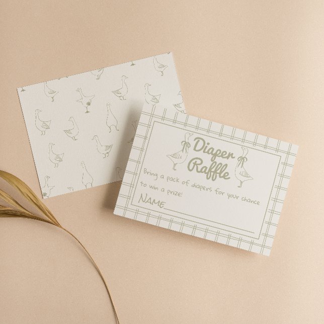Gänseneutraler Gingham Ribbon Classic Diaper Raffl Begleitkarte (Von Creator hochgeladen)