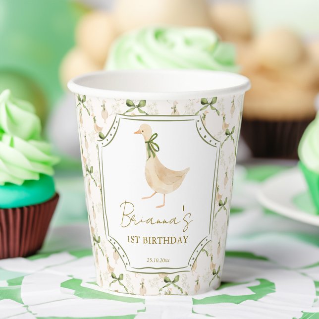 Gänserhymne Kinderzimmer Geburtstagsparty mit Mono Pappbecher (Goose nursery rhymes birthday party monogrammed paper cups personalized goose party decor)