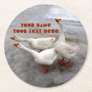 Gänseweiß Runder Pappuntersetzer