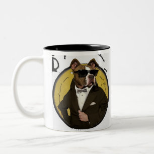 Ganster pit bull dog komisch meme pit bull dad Tas Zweifarbige Tasse