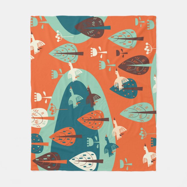 Gänswald: Vintage Naturlandschaft Fleecedecke (Vorderseite)