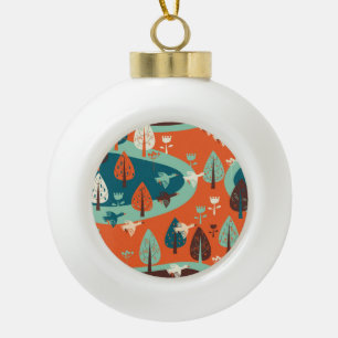 Gänswald: Vintage Naturlandschaft Keramik Kugel-Ornament