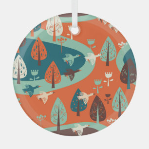 Gänswald: Vintage Naturlandschaft Ornament Aus Glas