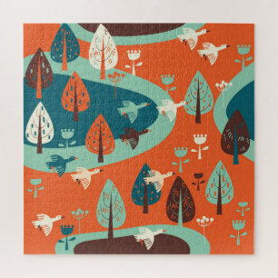 Gänswald: Vintage Naturlandschaft Puzzle