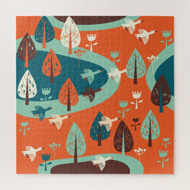 Gänswald: Vintage Naturlandschaft Puzzle (Vertikal)