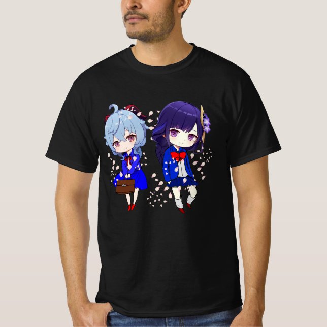 Ganyu und Raiden Shogun T-Shirt (Vorderseite)