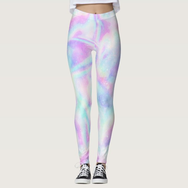 Ganz eigenhändig geschrieber Einhorn-Galaxie-Druck Leggings (Vorderseite)
