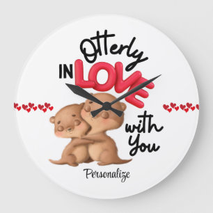 Ganz in Liebe mit Ihnen! - Niedlicher Valentinstag Große Wanduhr