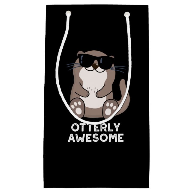 Ganz Phantastische Funny Animal Otter Puff Dark BG Kleine Geschenktüte (Vorderseite)