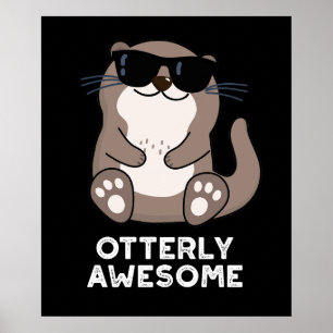 Ganz Phantastische Funny Animal Otter Puff Dark BG Poster