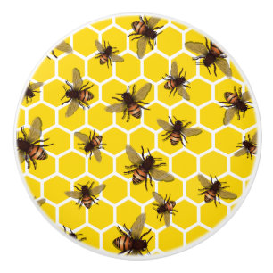 Ganz über Bienen auf Bienenwaben-Fach-Griff-Zug Keramikknauf