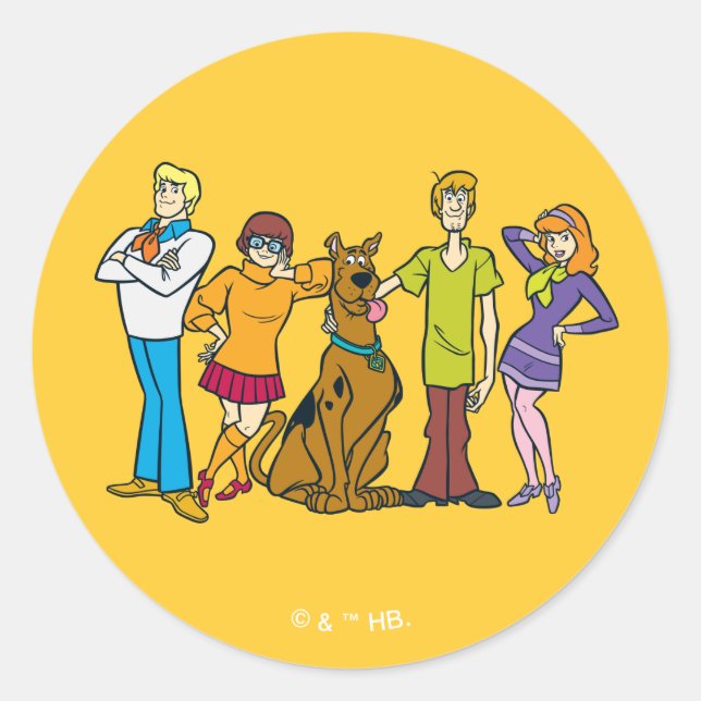 Ganze Gang 14 Mystery Inc. Runder Aufkleber (Vorderseite)