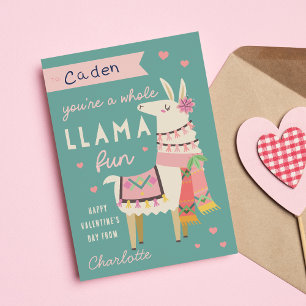 Ganze Lama Fun Klasse Valentine's Day Card Einladung
