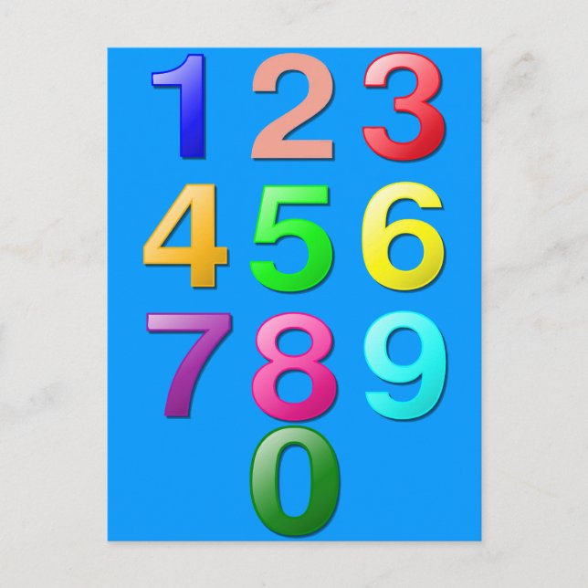 Ganze Zahlen oder Zahlen bis 9 Postkarte (Vorderseite)