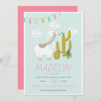 Ganzer Lama Fun Alpace Geburtstag Einladung