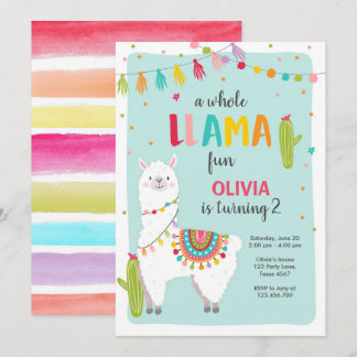 Ganzer Lama Fun Fiesta Girl zum Geburtstag Einladu Einladung