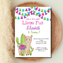 Ganzer Lama Fun Pink Lila Cactus Baby Dusche Einladung