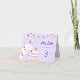 Ganzer Llama Fun Cake 3. Geburtstag Lila Einladung
