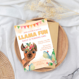 Ganzer Llama Fun Fiesta Geburtstag Einladung