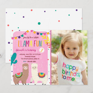 Ganzer Llama Spaß Geburtstag Einladung mit Foto