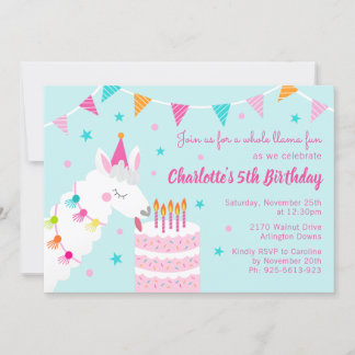 Ganzes Llama Fun Cake 5. Geburtstagsaqua Einladung