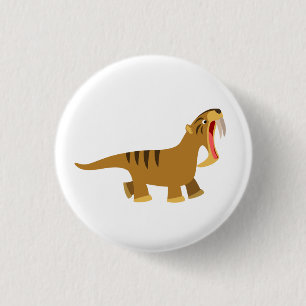 Gaping Mouth Cartoon Thylacosmilus Button Abzeiche