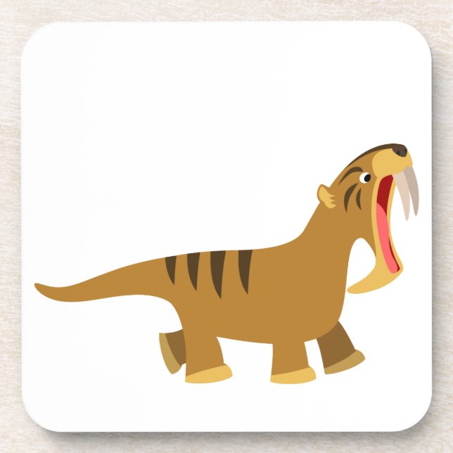 Gaping Mouth Cartoon Thylacosmilus Untersetzer Set (Vorderseite)