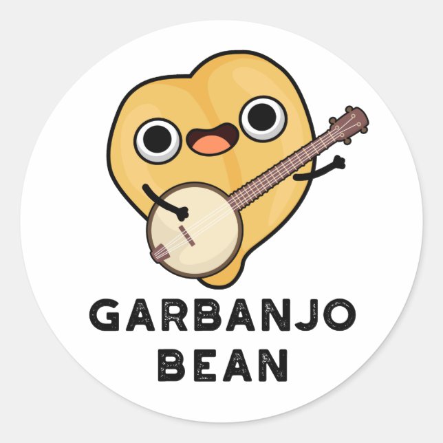 Gar-banjo Bean Funny Garbanzo Banjo Pun Runder Aufkleber (Vorderseite)