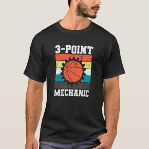 Garage 3-Punkte-Mechaniker Basketballspieler Jumps T-Shirt