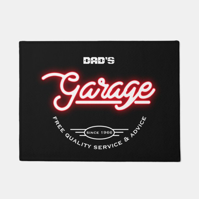 Garage beliebiger Name Slogan oder Sprichwort Retr Fußmatte (Vorderseite)