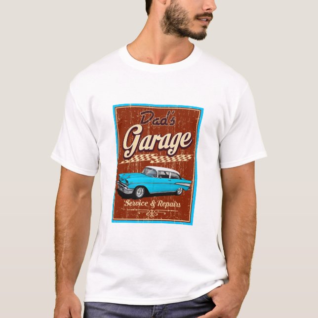 Garage Blue 57 Classic Vater T-Shirt (Vorderseite)