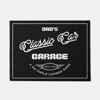 Garage Classic Auto jeden Namen Schwarz-weiß Retro Fußmatte