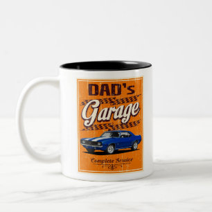 Garage des Vaters mit Muskel Zweifarbige Tasse
