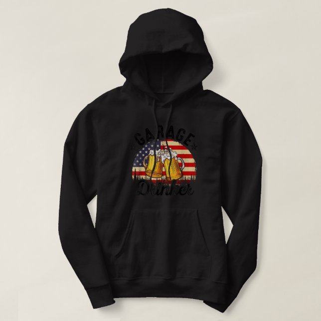 Garage Drinker American Flag Vater Mens Garage Bie Hoodie (Design vorne)