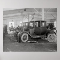 Garage für die Reparatur von Auto, 1926. Vintages 