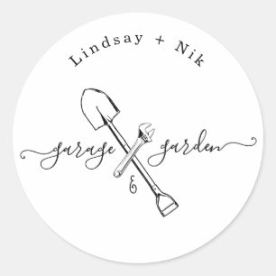 Garage & Garden Bridal / Dusche für Paar Runder Aufkleber