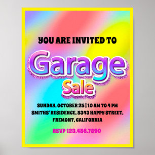 Garage Garten Verkauf Rosa Glitzer Holografisch Ro Poster