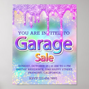 Garage Glitzer Tropfen Holographic Zuhause Pink Poster