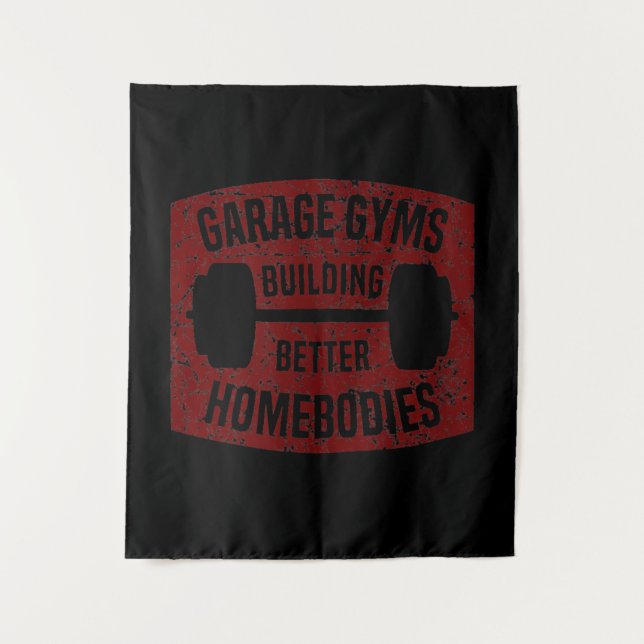 Garage Gyms Building Better Homebodies Barbell Gym Wandteppich (Vorderseite)