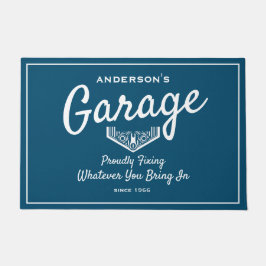 Garage Jeder Name Funny Sprichwort Blau Weiße Schr Fußmatte