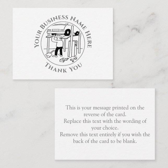 Garage Mechanik Danke Karte (Vorne/Hinten)