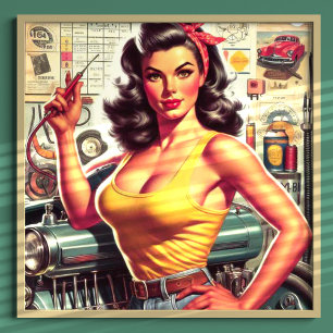 Garage Mechanisches Button Poster