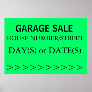 GARAGE SALE SIGN - Rechter Pfeil Poster